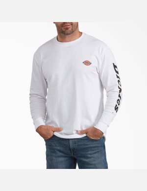 Tričko Dickies Long-Sleeve Grafická Bílé | KCJWZYR-86