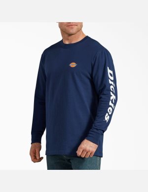 Tričko Dickies Long-Sleeve Grafická Tmavě Blankyt | CUIDWTG-93