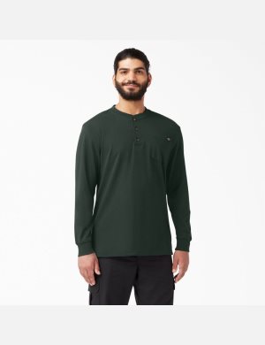 Tričko Dickies Long Sleeve Heavyweight Henley Zelene | HWCDTRS-96