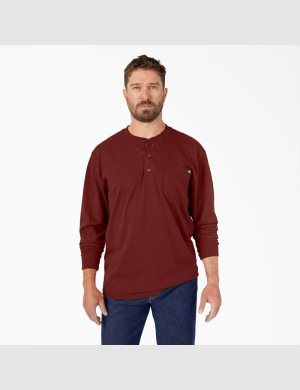 Tričko Dickies Long Sleeve Heavyweight Henley Hnědé | VMHWUOI-18