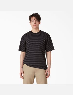 Tričko Dickies Regular Fit Pruhovaný Pocket Černé Proužek | PGXTCUN-68