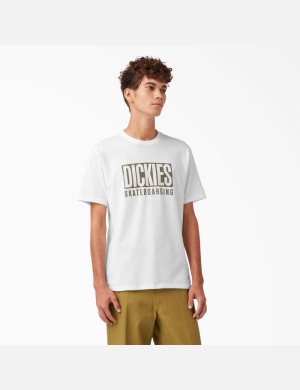 Tričko Dickies Skateboarding Relief Grafická Bílé | NZFIDQL-13
